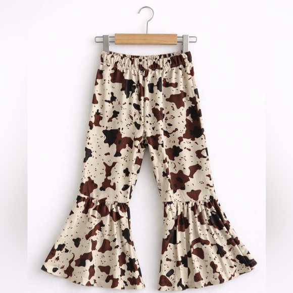 Other - Cow Print Farm Kids Flared Bottoms - Brown and Cream 5T